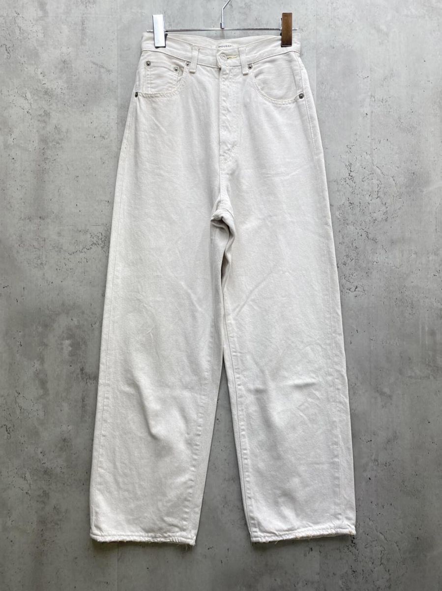ゆうパケットOK MOUSSY マウジー 010CAS11-5290-3 ダメージ加工 LOOSE STRAIGHT ストレート デニムパンツ size25/白 ■■拍卖
