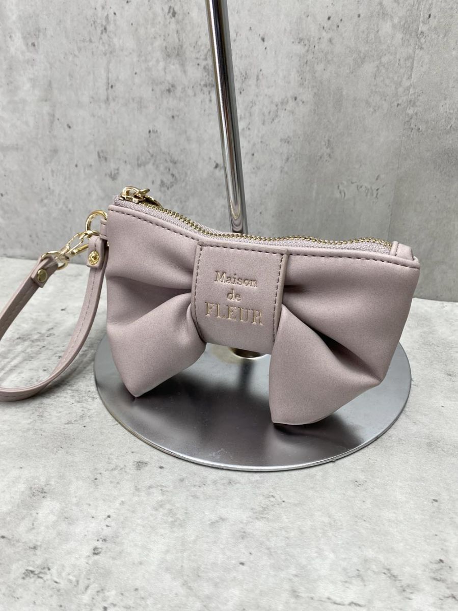 Maison de FLEUR メゾンドフルール リボン ポーチ sizeF/グレージュ ■■拍卖