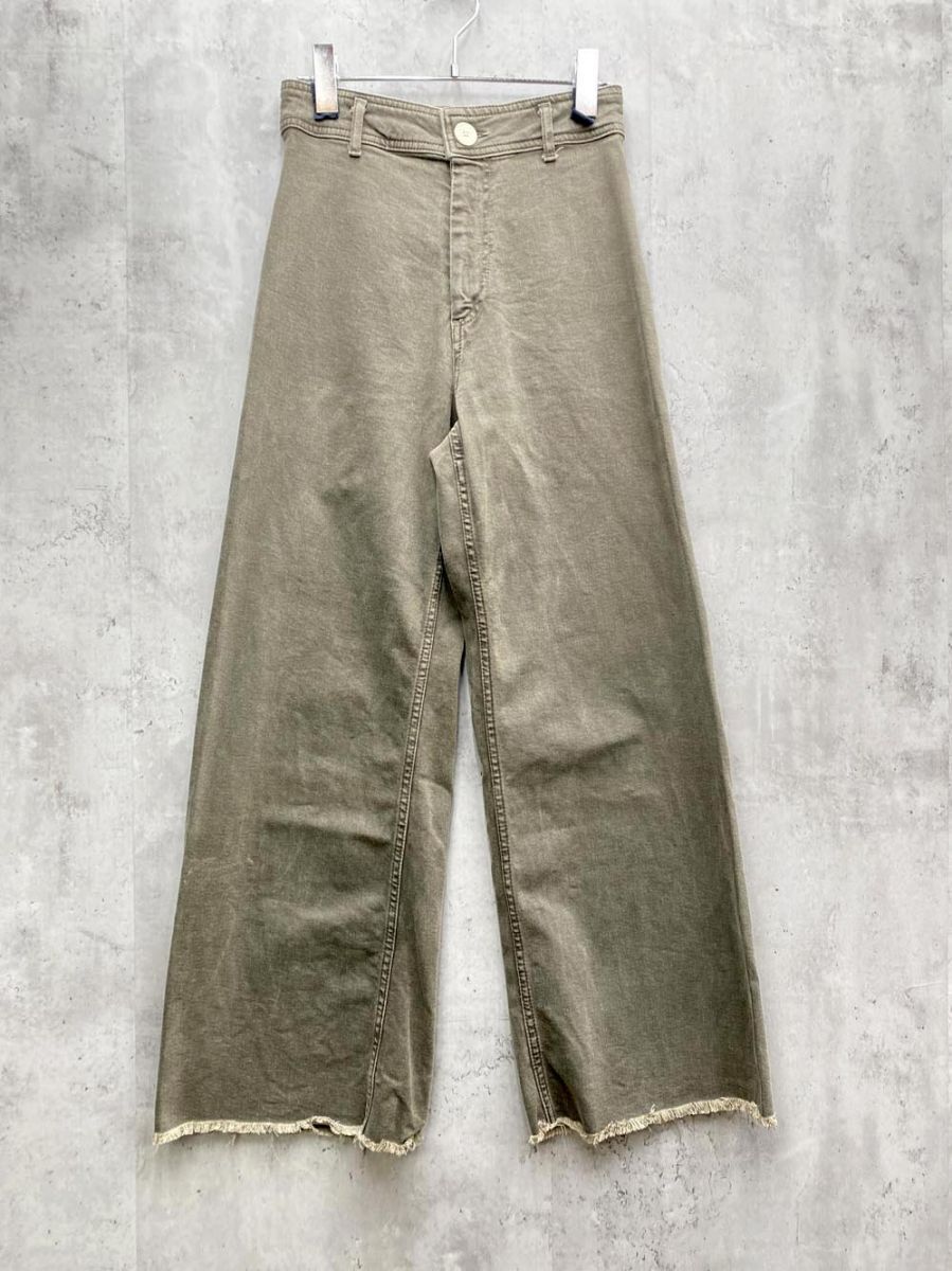 ゆうパケットOK ZARA ザラ ワイド デニムパンツ size36/カーキ ■◆拍卖