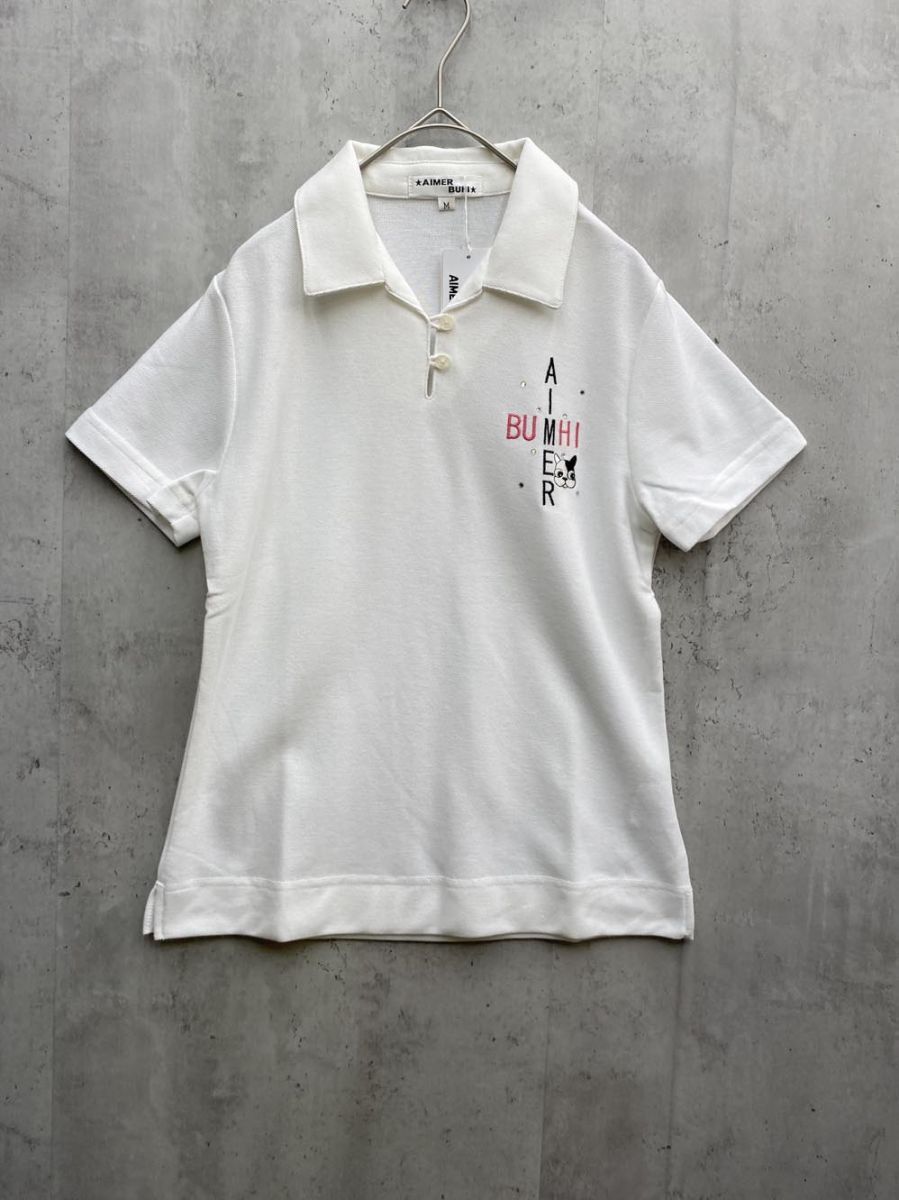 ゆうパケットOK 新品 AIMER BUHI エメ ブヒ ゴルフウェア UVカット ポロシャツ sizeM/白 ■◆拍卖