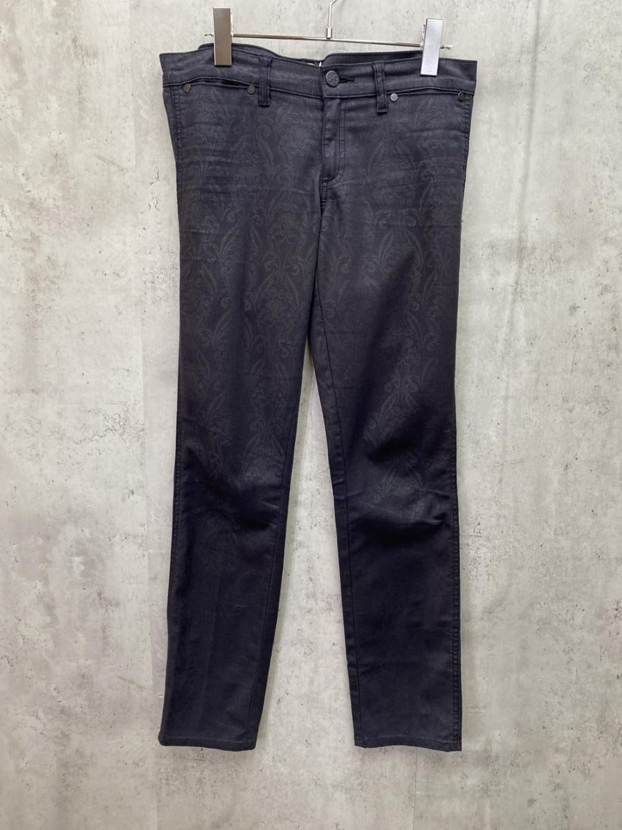 ゆうパケットOK TORY Burch トリーバーチ 総柄 テーパード パンツ size27/黒 ■◆拍卖