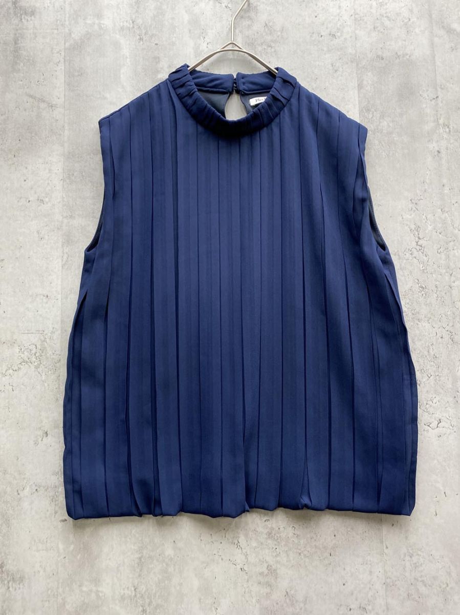 ゆうパケットOK 美品 Plechur Ciel プレシュールシエル しまむら ノースリーブ ブラウス シャツ sizeL/紺 ■◆拍卖