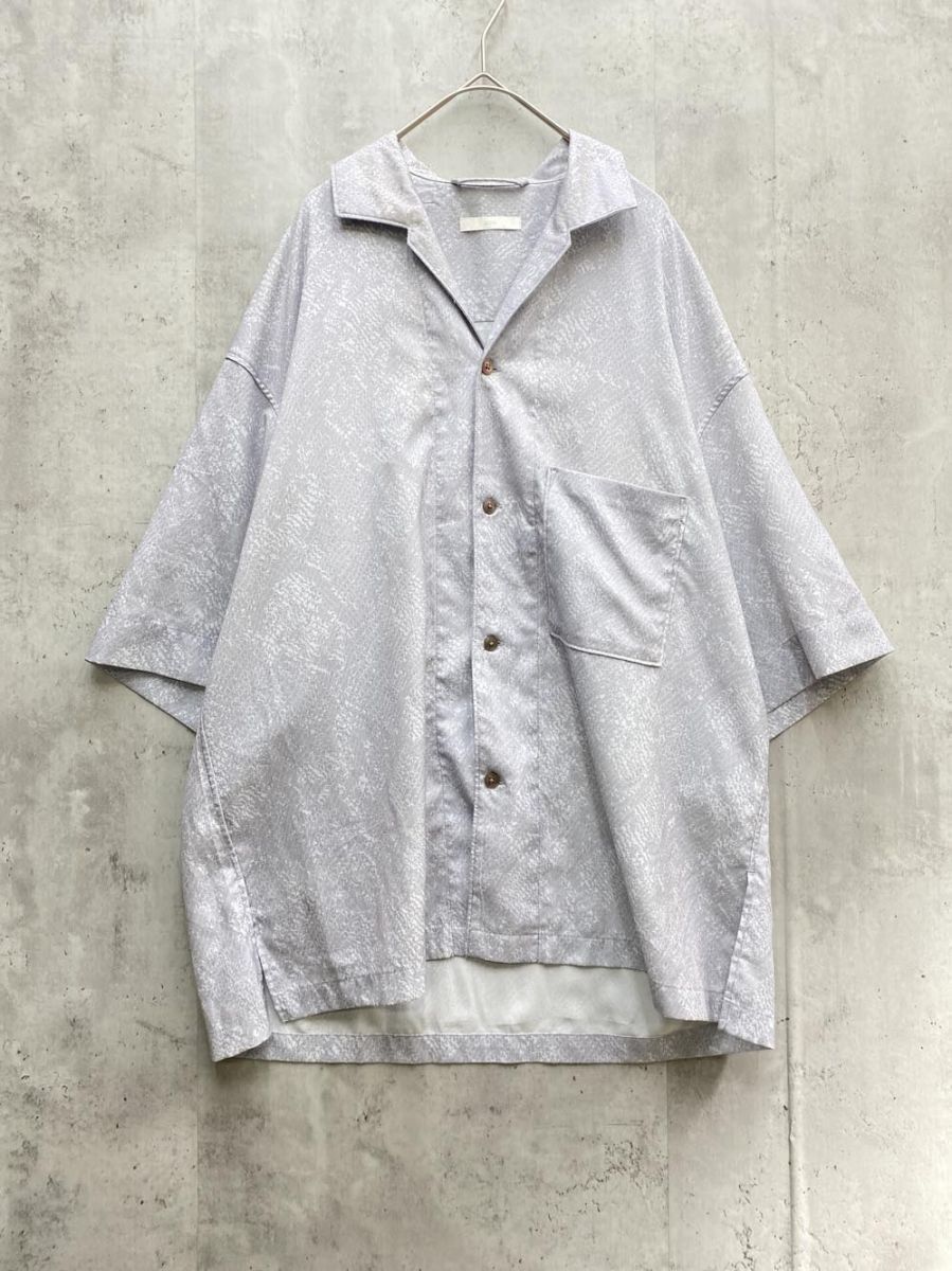 ゆうパケットOK WYM ウィム WYsh725 PYTHON DRAPE OPEN COLLAR SHIRT 半袖 シャツ sizeL/グレー ■◆拍卖