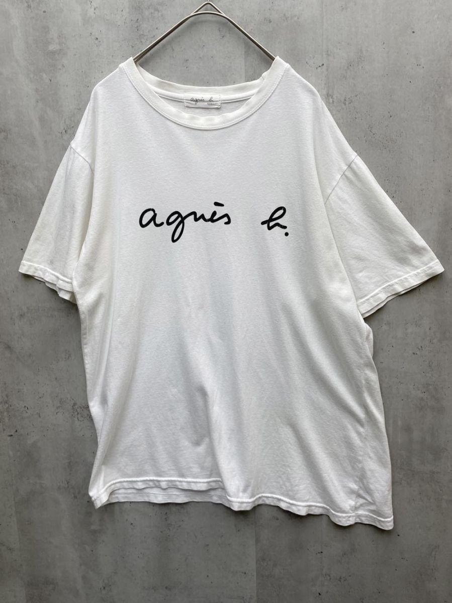 ゆうパケットOK agnes b. アニエスベー プリント 半袖 Tシャツ sizeL/白 ■◆拍卖