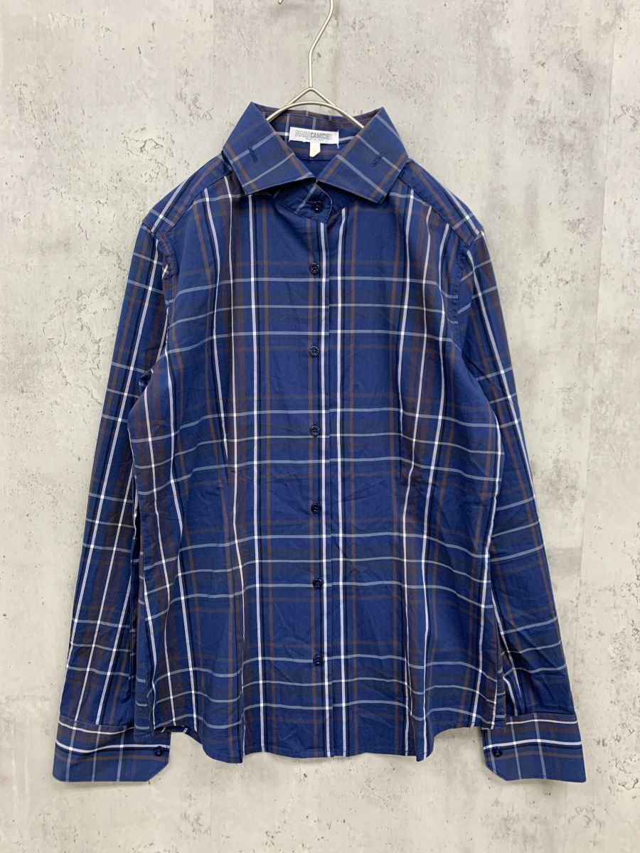 NARA CAMCIE ナラカミーチェ MADE IN ITARY チェック シャツ sizeM/青 ■■ ☆ fba6 レディース拍卖