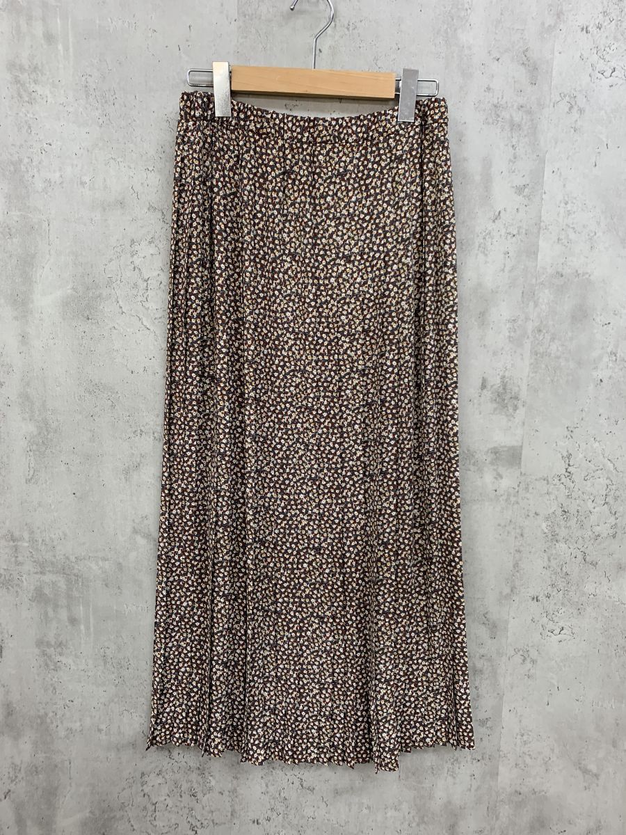 ゆうパケットOK 美品 liflattie ships リフラティシップス フラワープリント プリーツ スカート sizeM/茶 ■◆◎ ☆ fba6 レディース拍卖