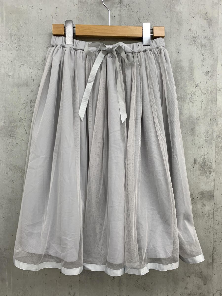 ゆうパケットOK F.i.n.t cherry フィント ウエストゴム チュール フレア スカート sizeF/ライトグレー ■■ ☆ fba7 レディース拍卖