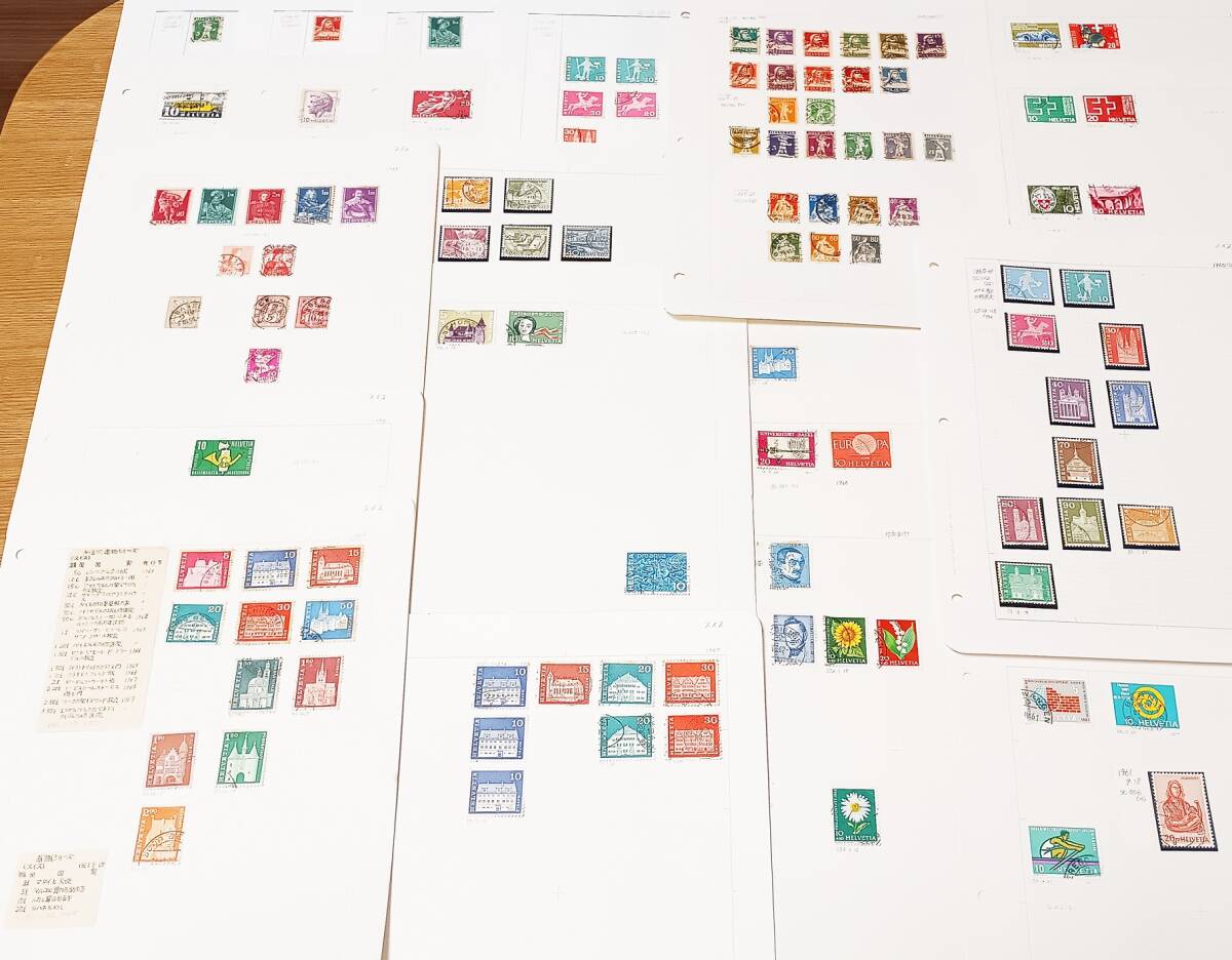 スイス切手 1907年~1962年 使用済 105枚 長期保管品拍卖