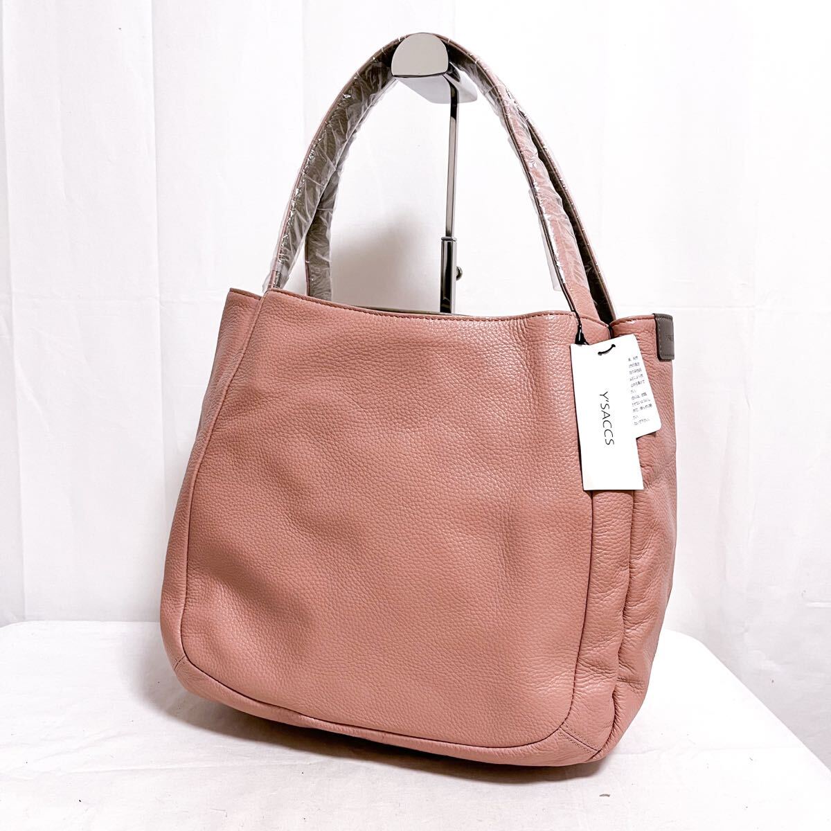 和765★① 新品 Y'SACCS イザック 牛革 レザーバッグ トートバッグ ハンドバッグ ピンク レディース拍卖