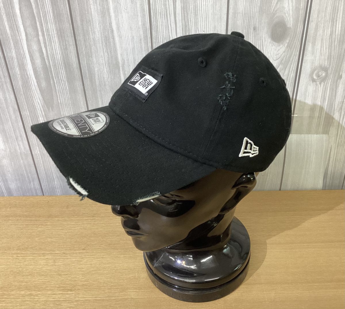 25☆0003▼ 美品 ニューエラ NEW ERA 9TWENTY コットンベースボールキャップ ダメージ加工 M-L アジャスターストラップ拍卖