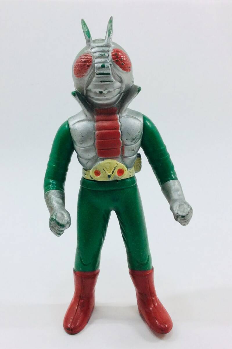 28●K ●メーカー不明 仮面ライダーV3 ソフビ 高さ約14cm 当時物 昭和レトロ 希少 変色 汚れ拍卖