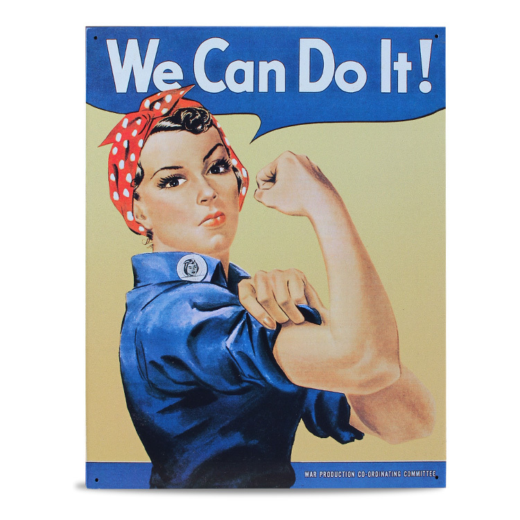 ブリキ 看板 ティンプレート WE CAN DO IT H40.5×W31.8cm ブリキ製 オシャレ 壁面 インテリア小物 ア拍卖