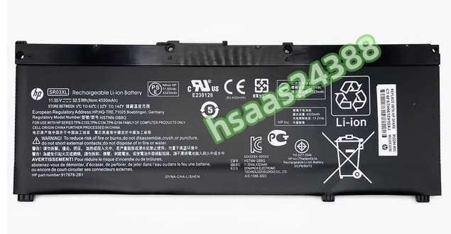 新品 HP Pavilion Gaming 15-cx0000 SeriesバッテリーSR03XL HSTNN-IB8L L08934-1B1L08855-855 TPN-C133 TPN-C134 TPN-Q194電池パック拍卖