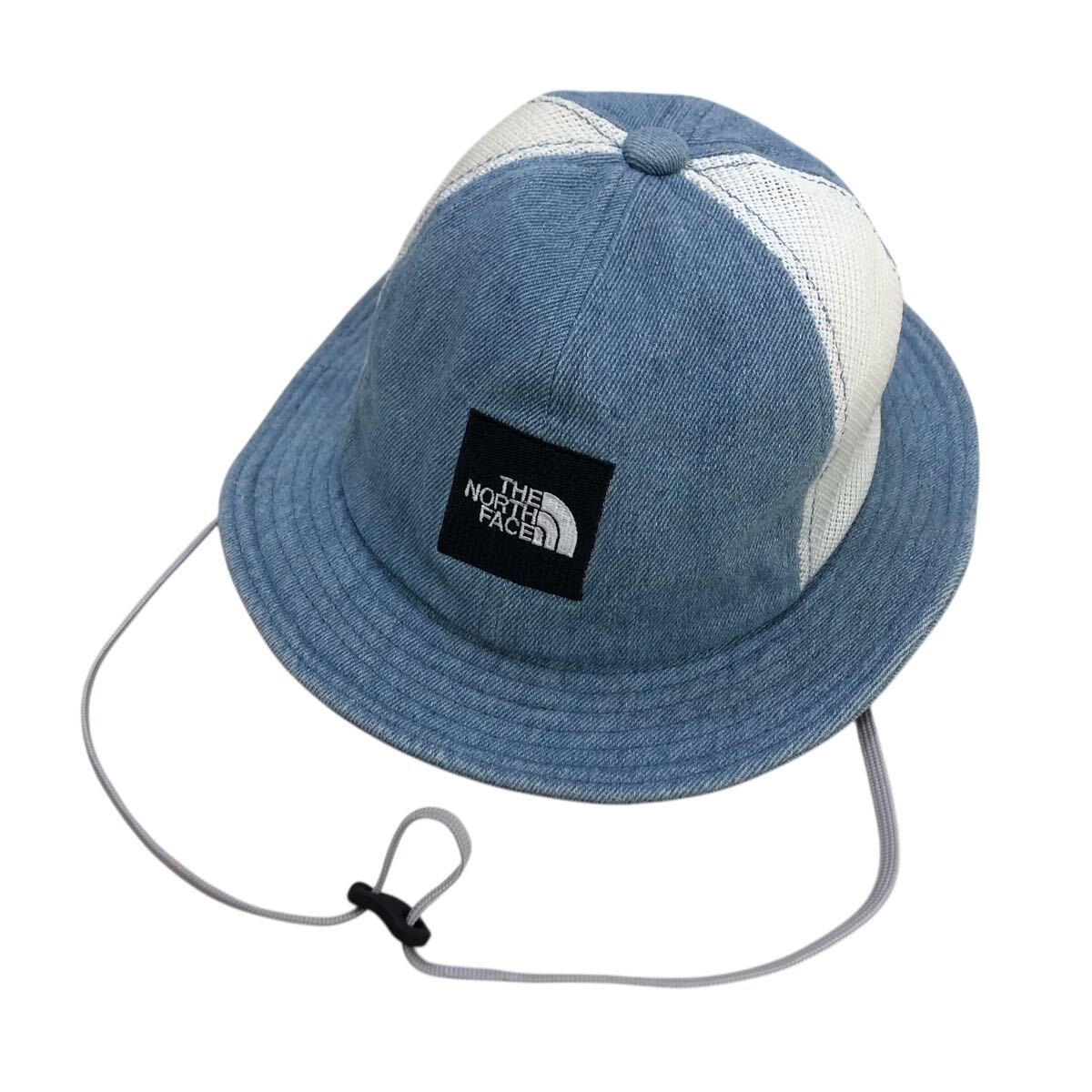 D621-29 THE NORTH FACE ノースフェイス アウトドア バケットハット ハット 帽子 綿100% ブルー系 キッズ 子供用 サイズKS拍卖
