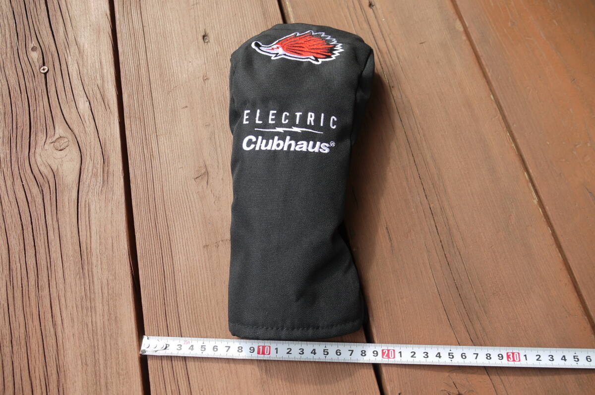 超美品!!クラブハウス×エレクトリックゴルフ Clubhaus×ELECTRIC GOLF ドライバーカバー DR ブラック/黒拍卖