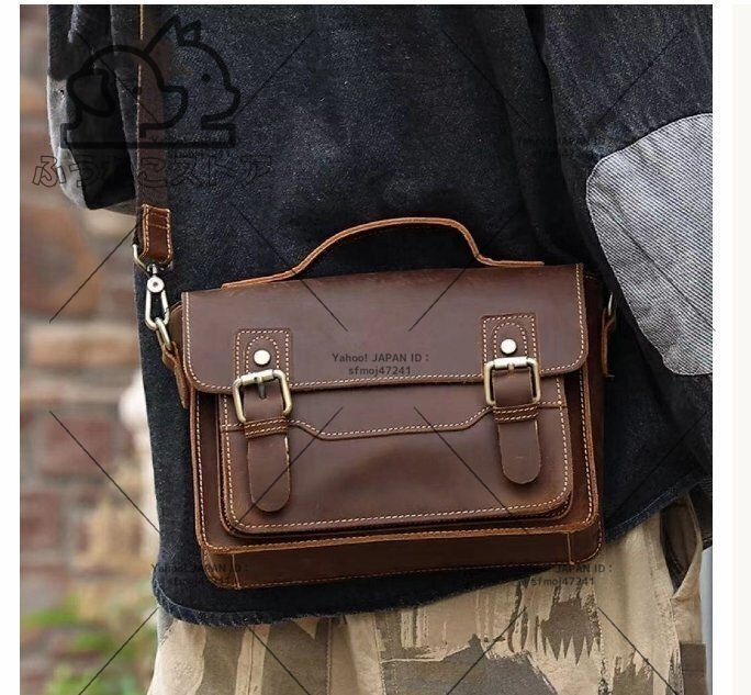 美品☆ ビジネスバッグ ショルダーバッグ メンズバッグ 斜めがけ 肩掛け鞄 本革 牛革 トートバッグ 大容量 多機能 通勤通学 ブラウン男性用拍卖