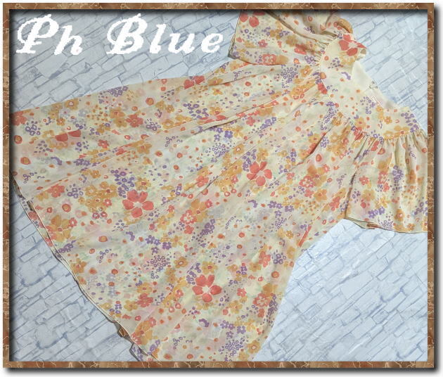 美品!!☆Ph Blue ペーハーブルー プリントシフォンワンピース☆拍卖