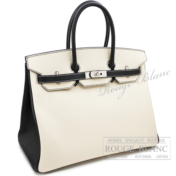 新品 エルメス バーキン35 スペシャルオーダー クレ×ブラック エプソン マットシルバー金具 HERMES バッグ 黒 パーソナル メンズ拍卖