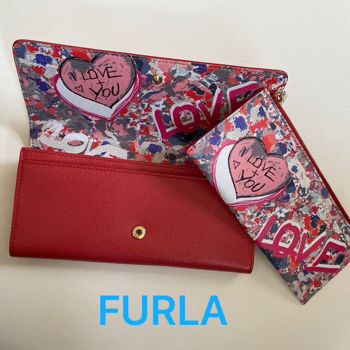 FURLA フルラ レザー 長財布 ウォレット 赤拍卖