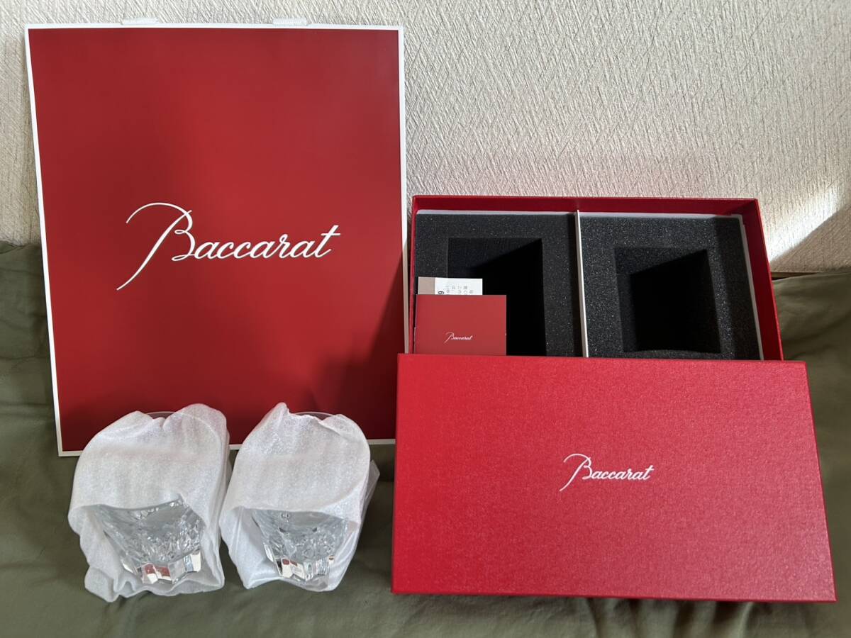 1 Baccarat バカラ ポリニャック ロックグラス クリスタル ペア 2客 箱 袋 付拍卖