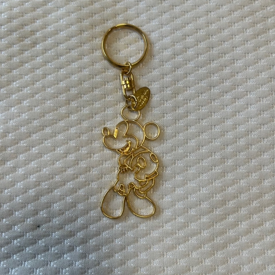 2 Disney Mickey Mouse ミッキーマウス ゴールド キーホルダー拍卖