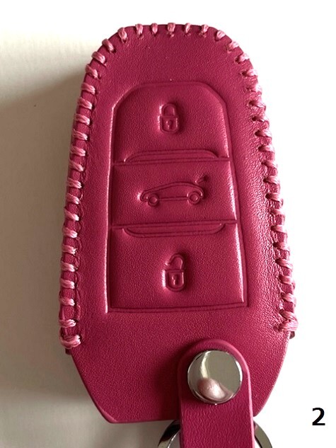 牛革ジャストに収まる プジョー スマートキーケース シトロエン ローズレッド色2拍卖