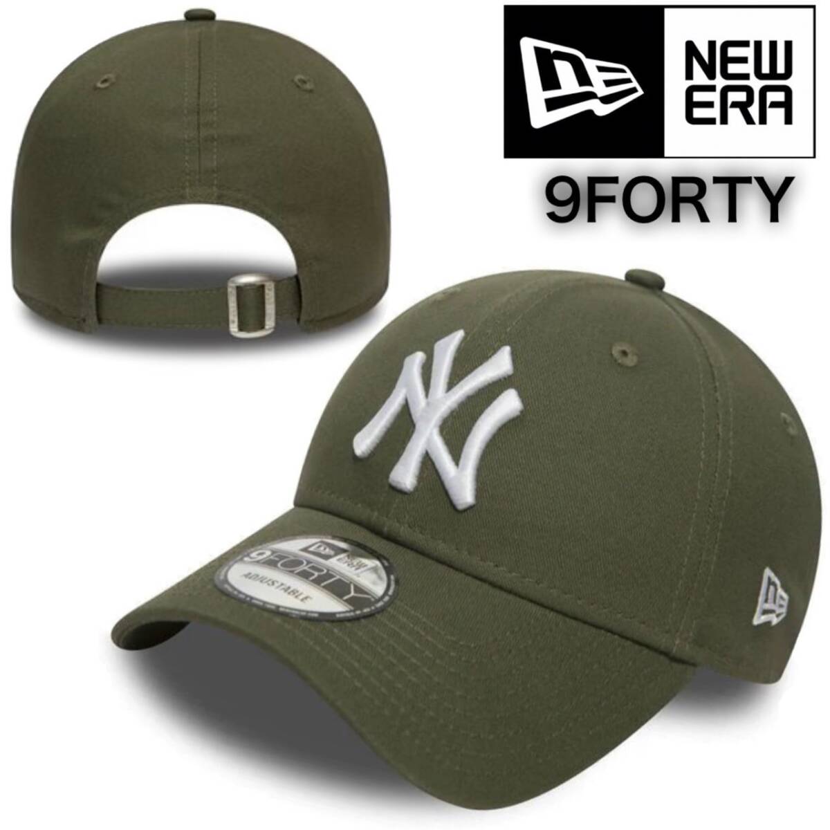 ニューエラ キャップ 帽子 ナインフォーティ ヤンキース オリーブ ベースボールキャップ NEWERA 9FORTY LEAGUE BASIC CAP 新品 未使用品拍卖