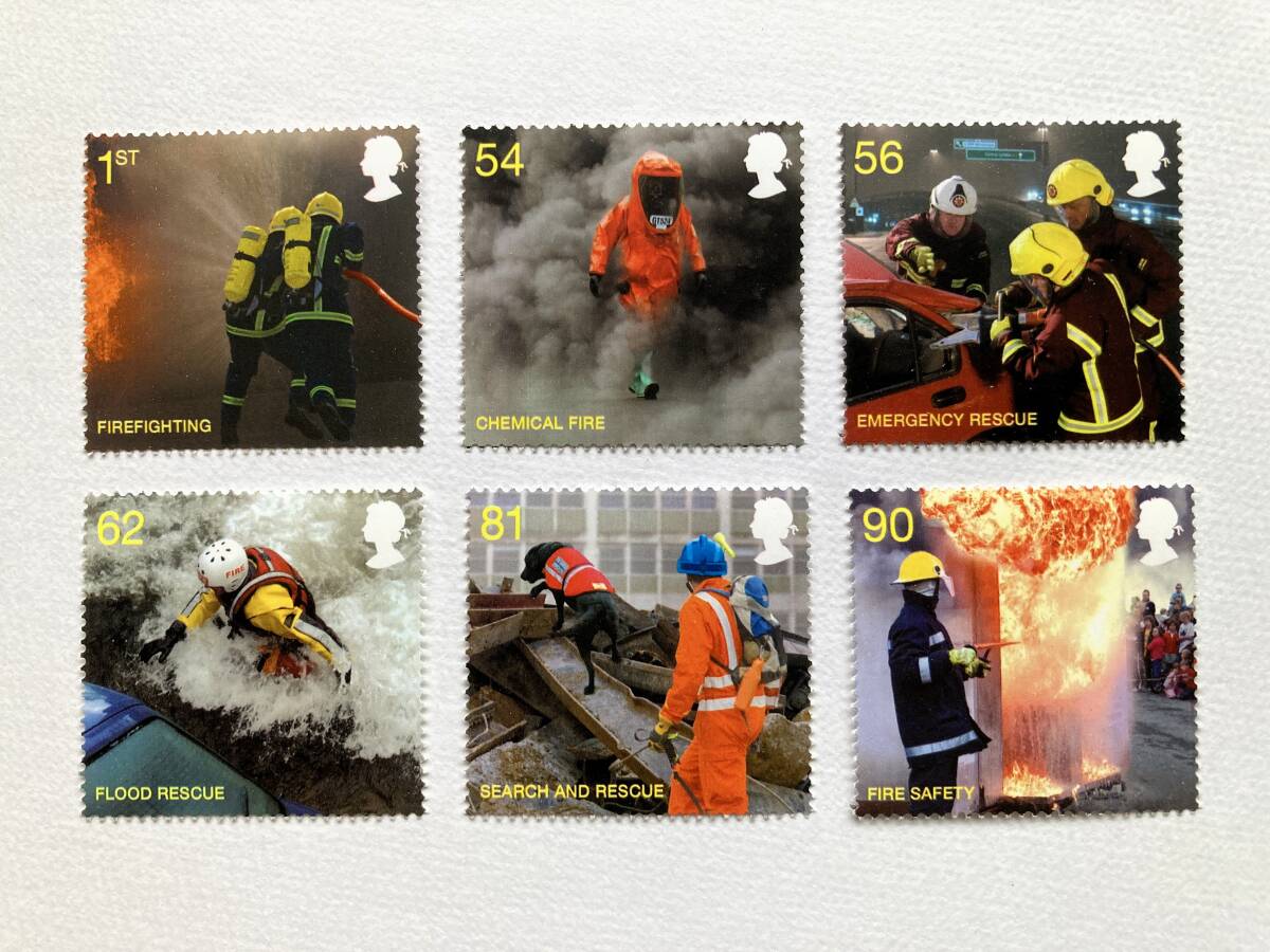 外国切手: イギリス切手 「消防隊」6種完 未使用拍卖
