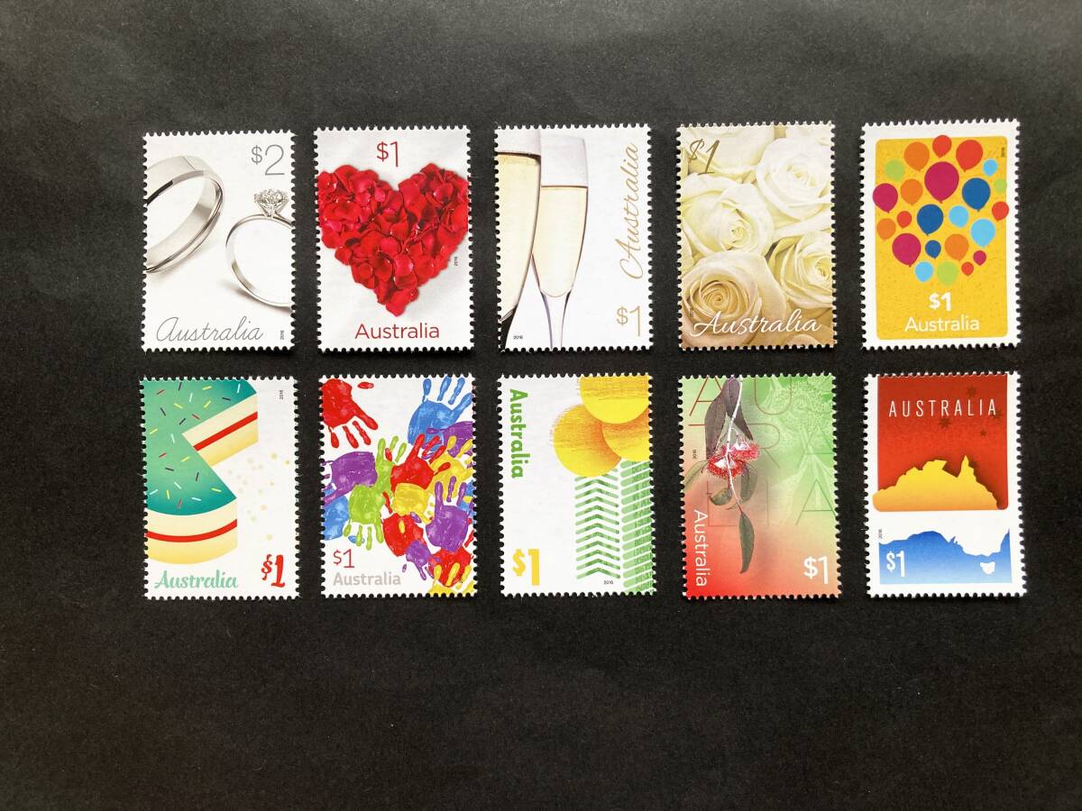 外国切手: オーストラリア切手「グリーティング・祝うのが大好き」 10種完 未使用拍卖