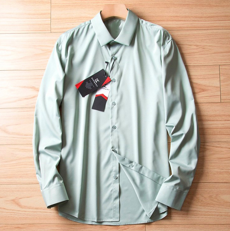 T1827-2XL/ライトグリーン 新品 DCKMANY シルク混 長袖シャツ メンズ 形態安定 ドレスシャツ ワイシャツ スリムフィット 春夏 ビジネス拍卖