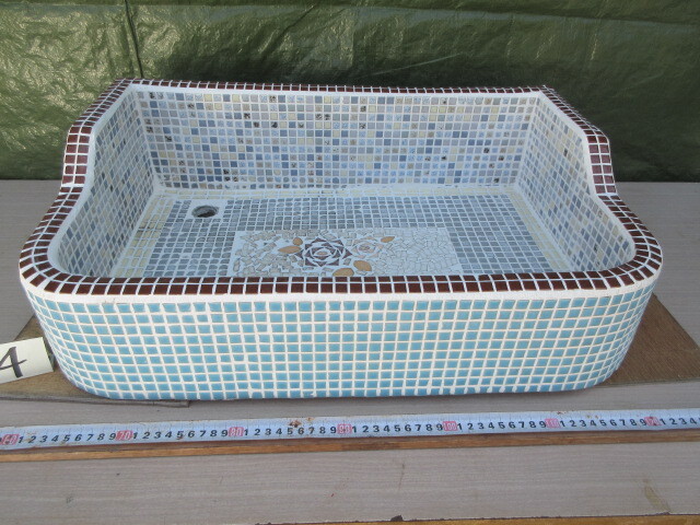 【湖華】(値下げ)薔薇 タイルシンク/検)キッチン昭和ガーデニング園芸古民家リノベ開業店舗什器 博4拍卖