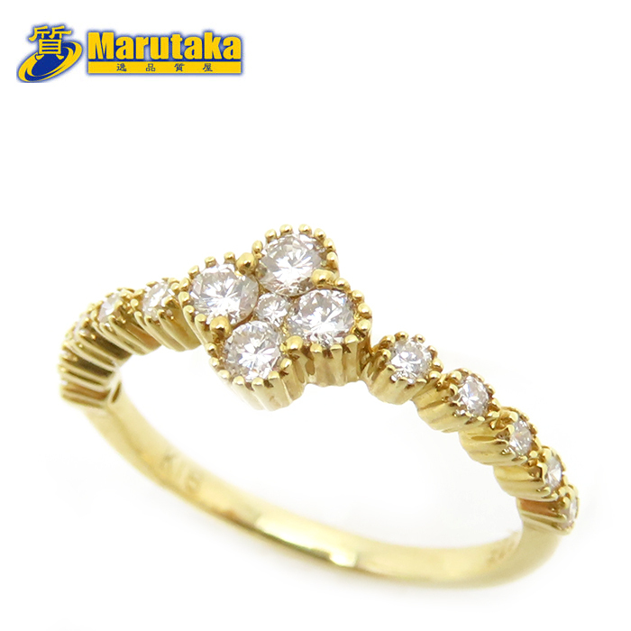 ダイヤモンド イエローゴールド リング 8号 鑑別書 逸品質屋 丸高 尼崎市 K18 Diamond YellowGold拍卖