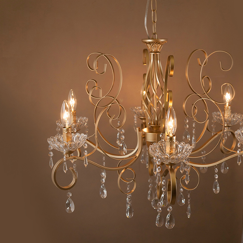シャンデリア LED対応 E12 天井照明 吊り下げ シーリングライト クリスタルガラス 6灯 豪華 ゴージャス アーム 曲線 シャンデリア電球 付属拍卖
