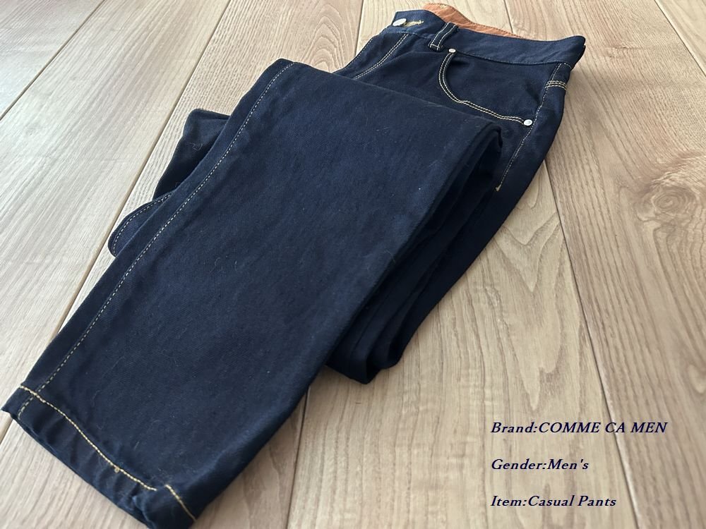 新品サンプル COMME CA MEN コムサメン 日本製 コンパクト糸ストレッチデニム 5ポケットスリムフィットパンツ 09紺 M 29PI15 定価29,700円拍卖
