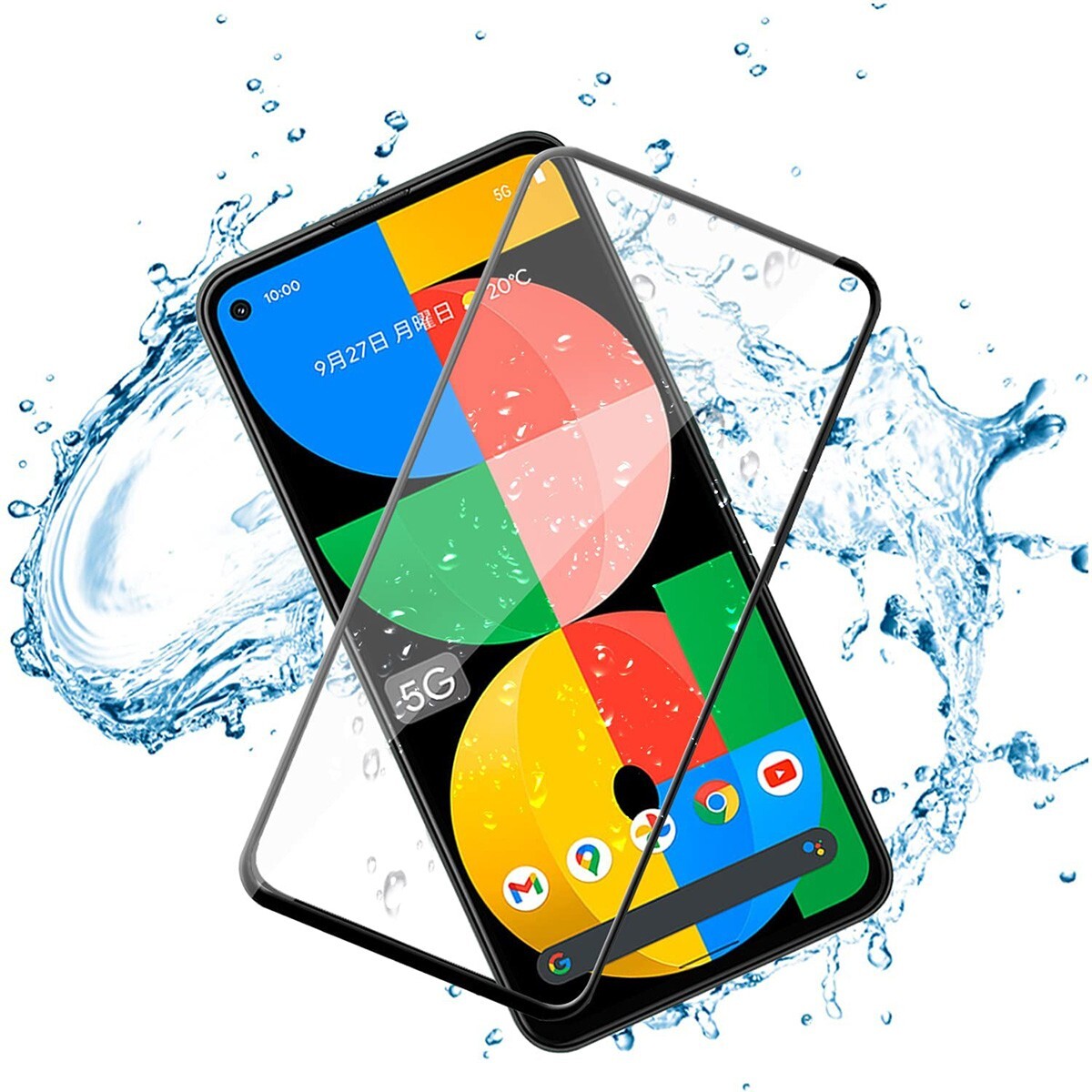 Google Pixel 5a 5G 6.34インチ 2021年 枠黒色 9H 0.26mm 強化ガラス 液晶保護フィルム 2.5D L087拍卖