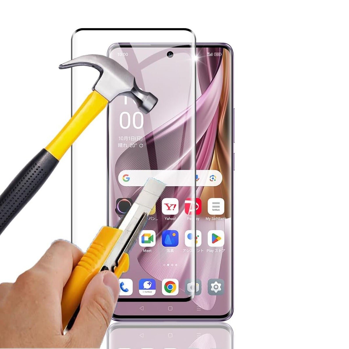 OPPO Reno10 Pro 5G 6.7インチ 枠黒色 全面保護 3D曲面カバー 強化ガラス 液晶保護フィルム 2.5D K049拍卖