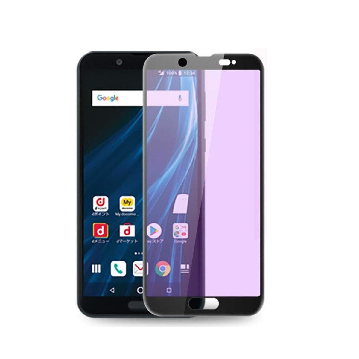 AQUOS sense2 SH-01L SHV43 SH-M08 ブルーライトカット 枠黒色 強化ガラス 液晶保護フィルム 2.5D K085拍卖