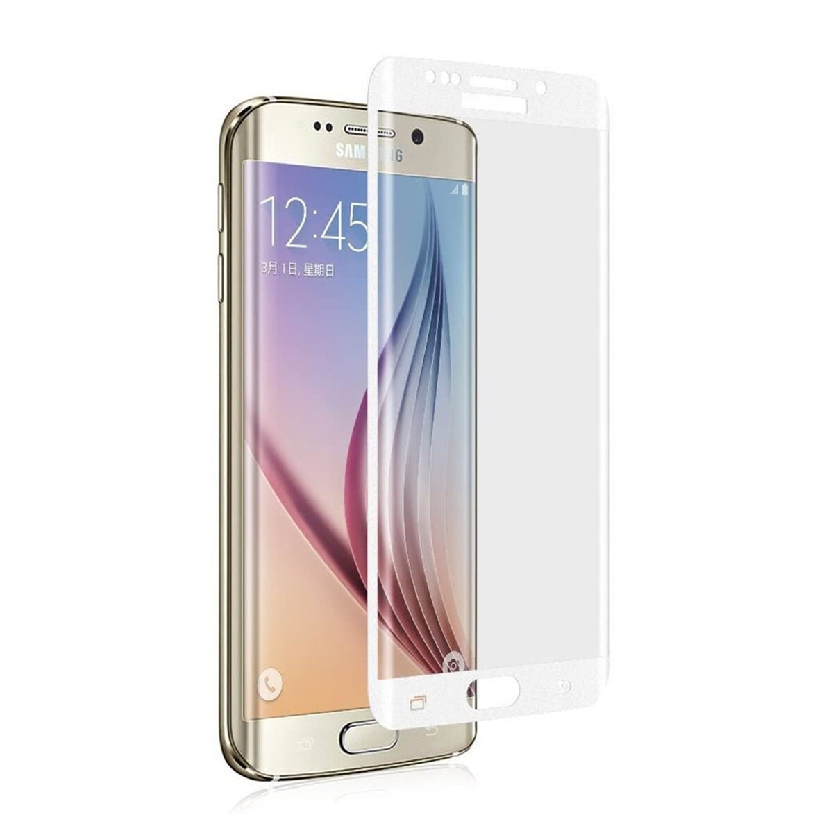 Galaxy S6 edge SC-04G SCV31 404SC 9H 0.26mm 枠白色 全面保護 強化ガラス 液晶保護フィルム 2.5D KC41拍卖