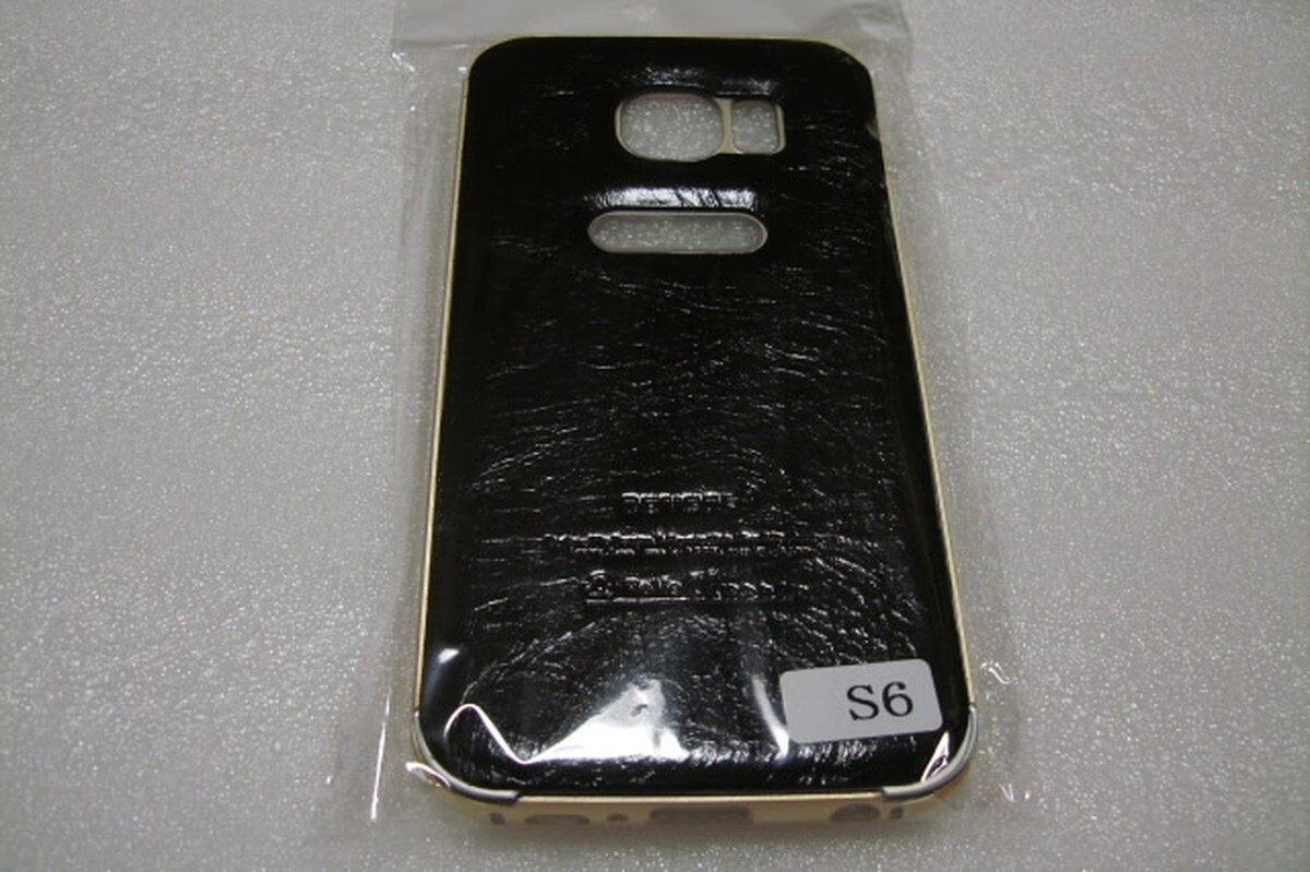Galaxy S6 SC-05G 本革 金属フレーム スマホケース カバーB 黒色 A972拍卖