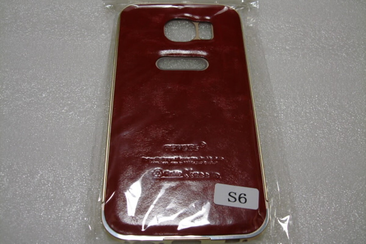 Galaxy S6 SC-05G 本革 金属フレーム スマホケース カバーB 赤色 A973拍卖
