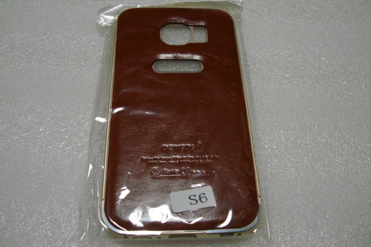Galaxy S6 SC-05G 本革 金属フレーム スマホケース カバーB 薄茶 A974拍卖