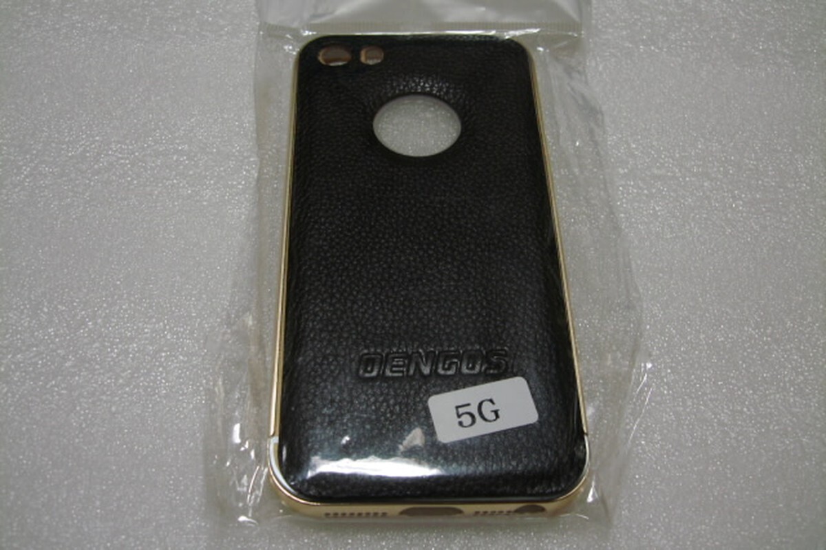 iPhone5 5S SE 4インチ 本革 金属フレーム スマホケース カバー A 黒色 A976拍卖