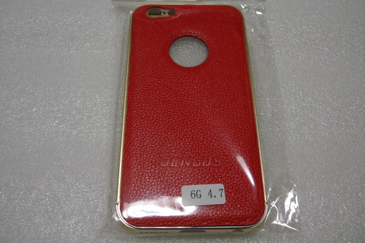 iPhone6 iPhone6s 4.7インチ 本革 金属フレーム スマホケース カバー A 赤色 A985拍卖