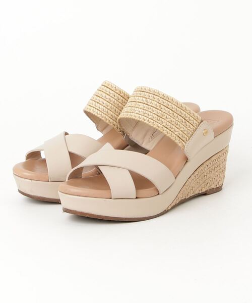 「UGG」 ヒールサンダル 23.5cm ベージュ レディース拍卖