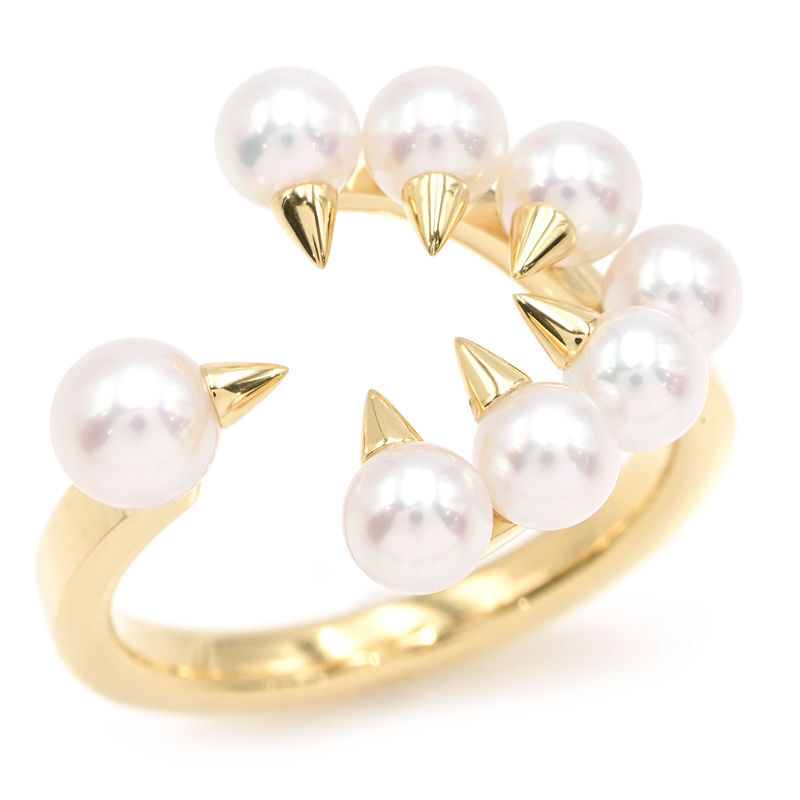 タサキ デインジャートラップリング 13号 R-4846-18KYG K18YG あこや真珠 約4mmパール トゲ イエローゴールド 地金約4.6g 中古 送料無料拍卖