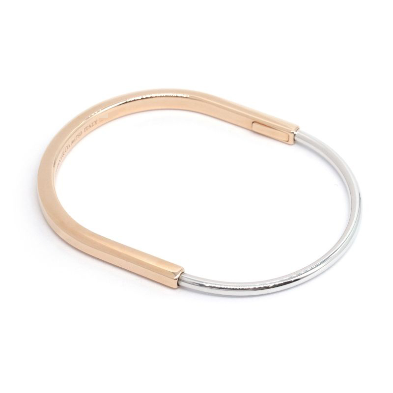 ティファニー ティファニーロックナローバングル ラージ 74365094 17cm K18RG K18WG ロックバングル バイカラー 地金14.2g 中古 送料無料拍卖