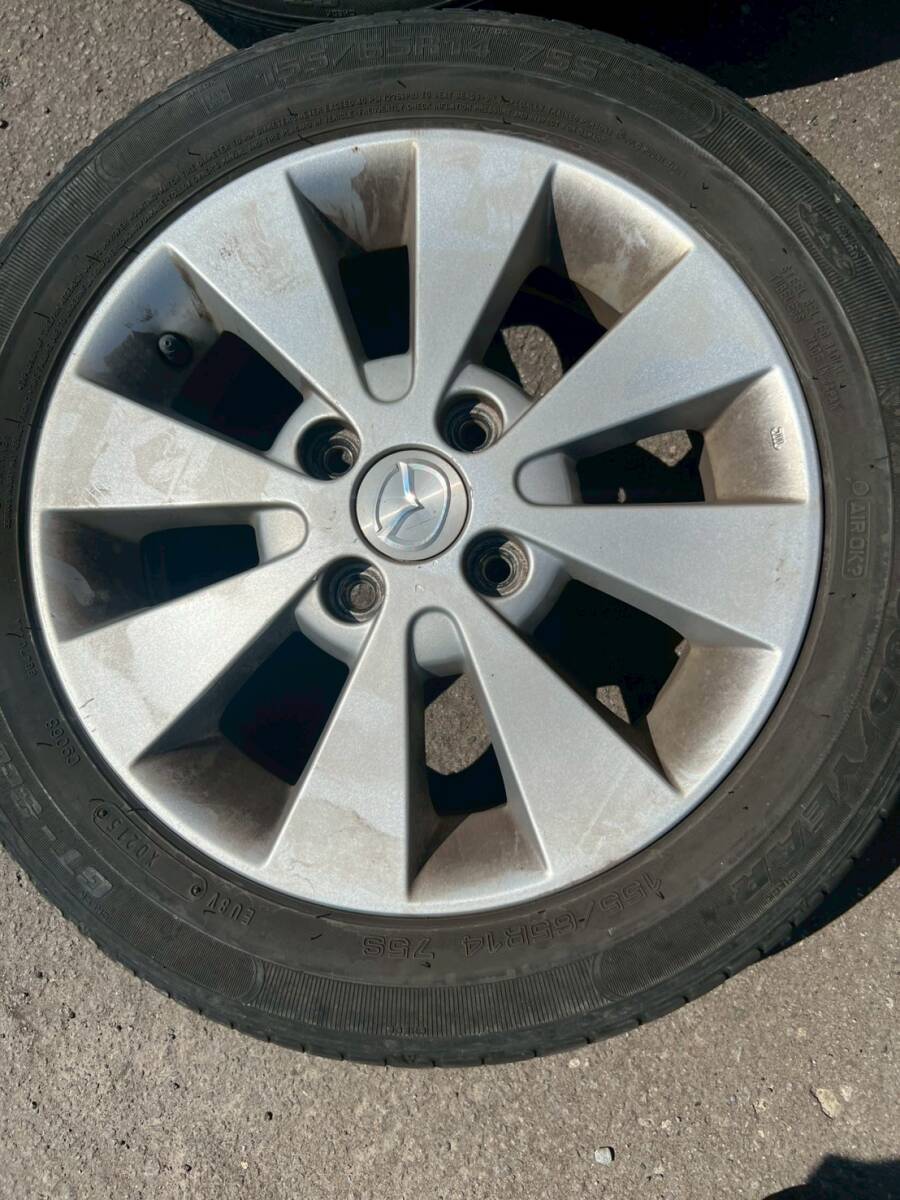 Y1286 155/65R14 75S グッドイヤー GOODYEAR 2016年 PCD100 4H 4.5J +45 マツダ純正 4本セット 拍卖