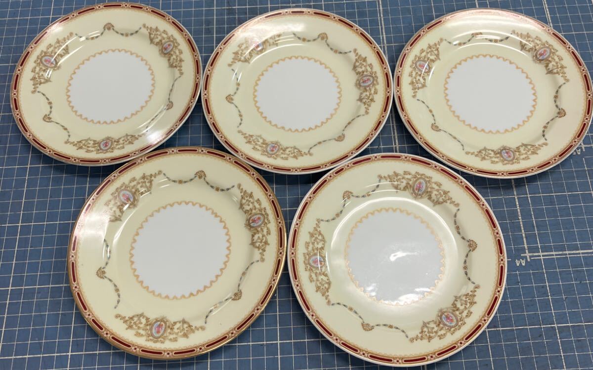 【オールドノリタケ 陶磁器 5枚セット】Noritake 丸型 プレート 花柄 レトロ 洋食器【B7-3④】0612拍卖