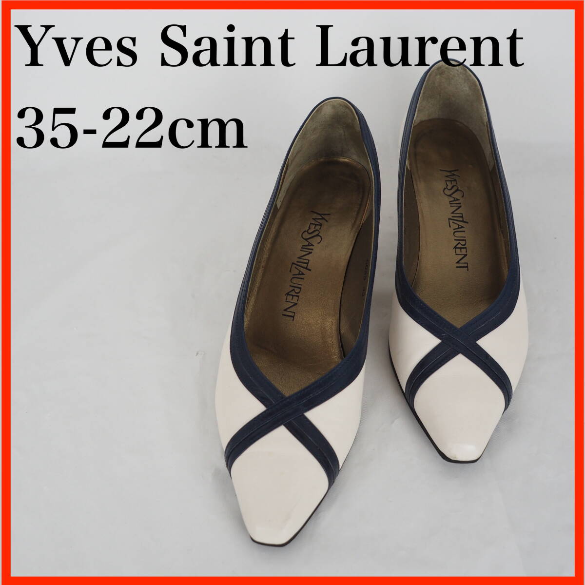 OK4099*Yves Saint Laurent*イヴサンローラン*レディースパンプス*35-22cm*白拍卖