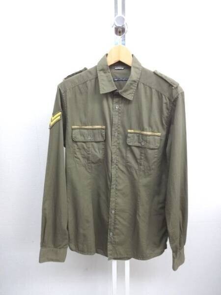 HZ9154★DANIELE ALESSANDRINI ミリタリーシャツ★L★カーキ ダニエレ アレッサンドリーニ拍卖
